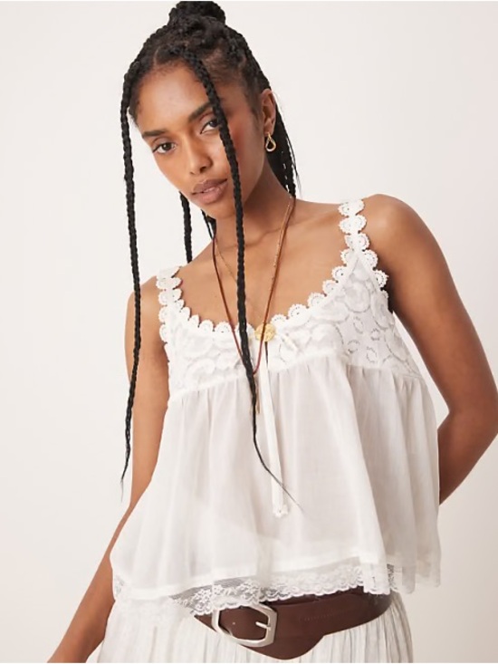 Free People Tops - NWOT Free People Stevie Lace Tank XS ivory